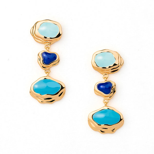 Ocean-Inspired Enamel Drop Stud Earrings