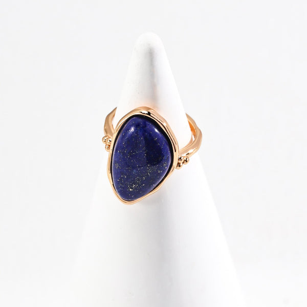 18K Gold-Plated Lapis Lazuli Open Ring