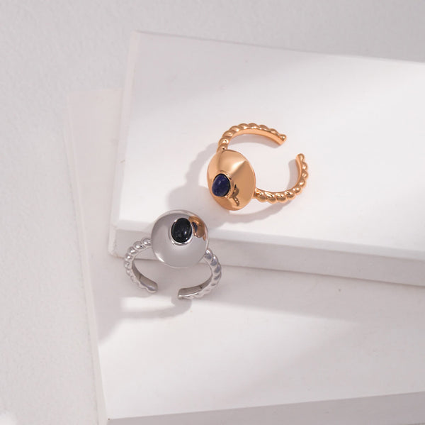 18K Gold-Plated Lapis Lazuli Sterling Silver Open Ring