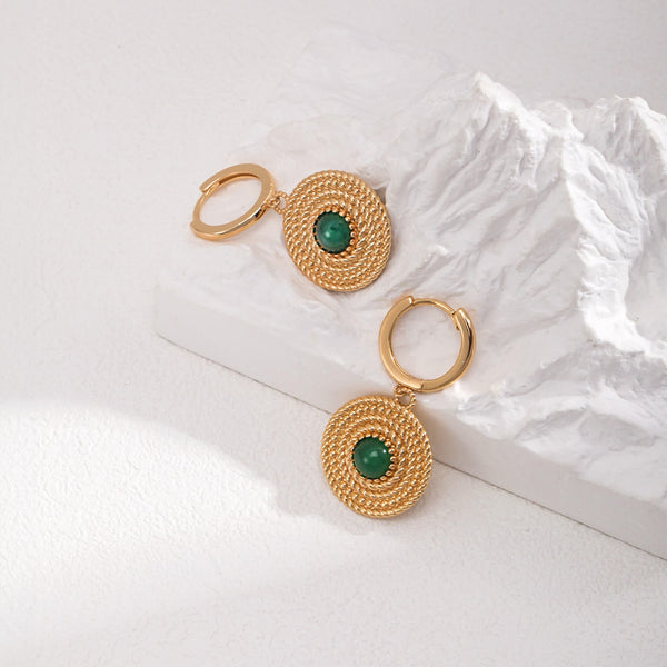 18K Gold Plated Sterling Silver Agate Drop Earrings