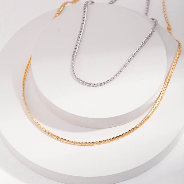 18K Gold-plated Vermeil on Sterling Silver Flat Snake Chain Necklace