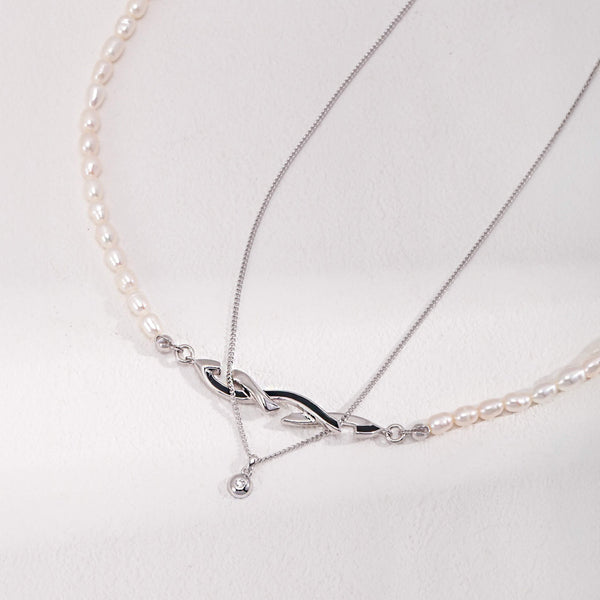 18K White Gold Plated Sterling Silver Necklace with Mini Zircon Pendant