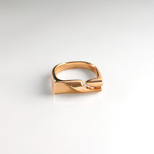 18k Gold Plated Geometric Vermeil on Sterling Silver Adjustable Open Ring