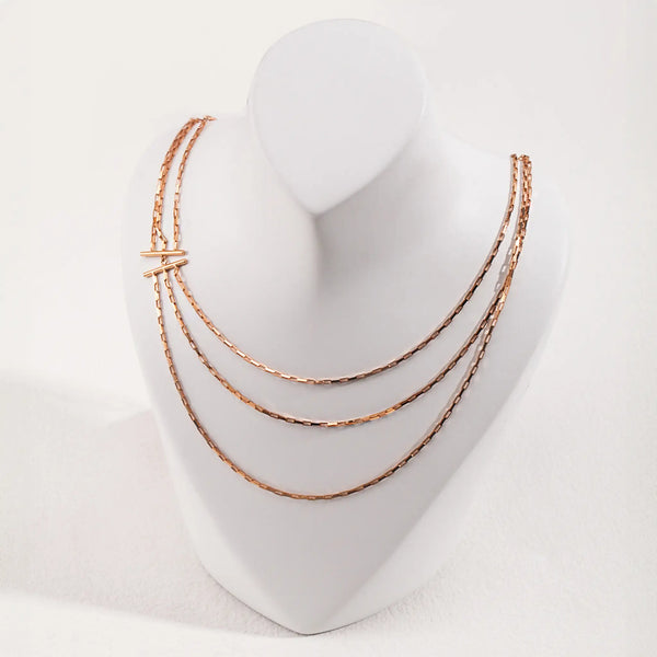 18k Gold-Plated Multi-Strand Sterling Silver Chain Necklace