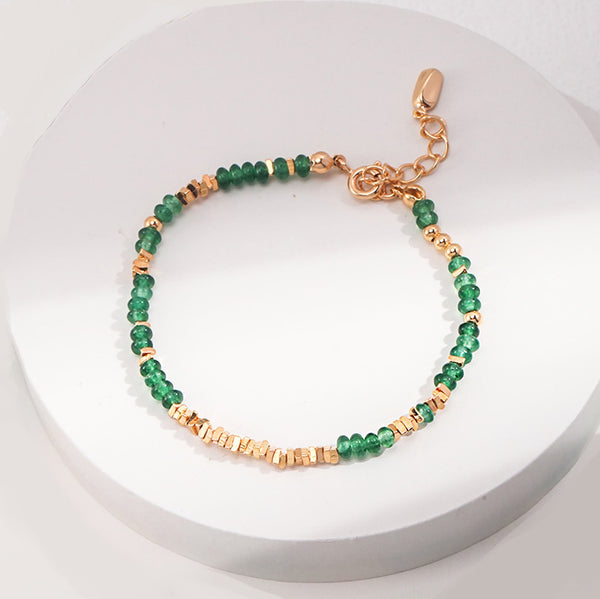 18k Gold Plated Vermeil on Sterling Silver with Synthetic Emerald Bracelet