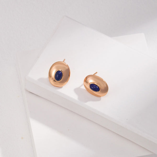 18k Gold-plated Lapis Lazuli Stud Sterling Silver Earrings