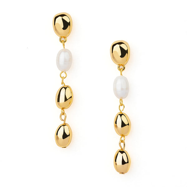 Articulated Beaded Drop Stud Earrings