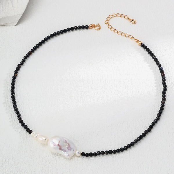 Baroque Noir Sterling Silver Necklace