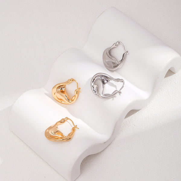 Fluid Wave Hoop Sterling Silver Earrings