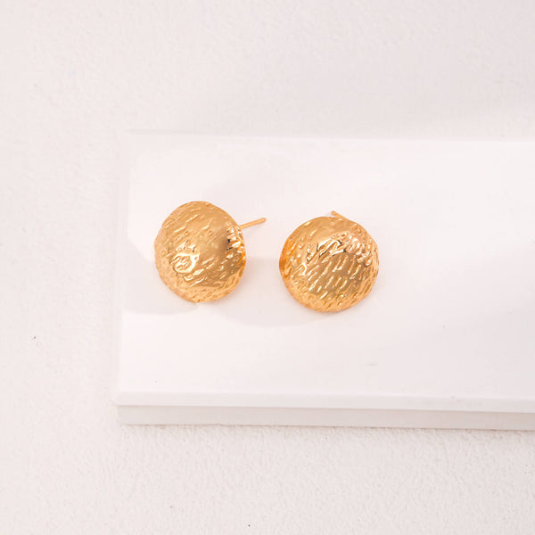 Lumière D'Or 18K Gold Plated Textured Sterling Silver Stud Earrings