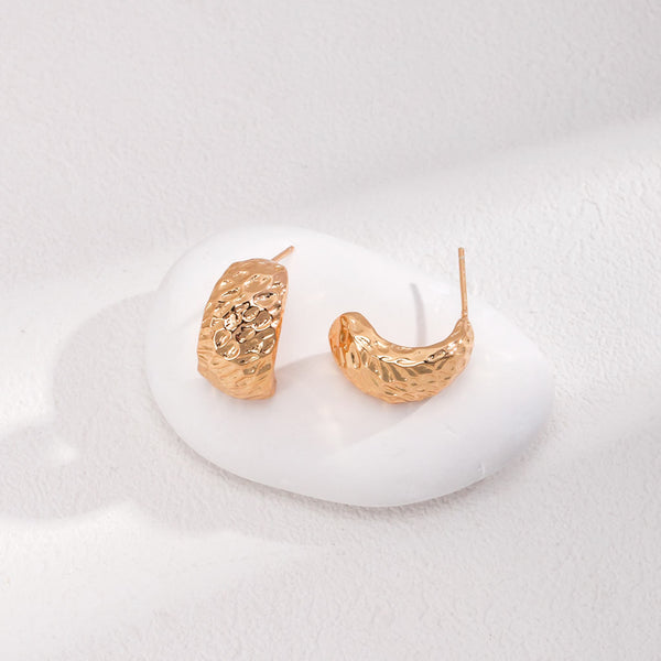 Textured 18k Gold-plated Sterling Silver Huggie Earrings